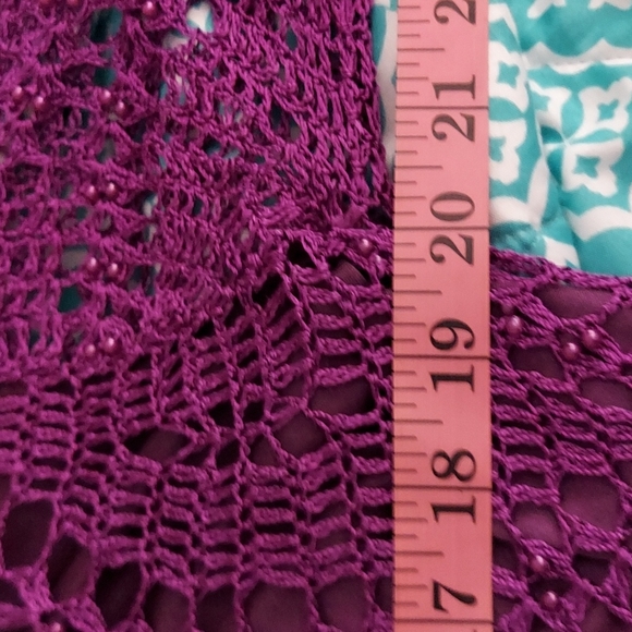 Vintage~ Purple Crochet Beaded Lined Blouse • Medium - Picture 7 of 12